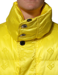 Dolce & Gabbana Yellow Nylon Logo Puffer Bomber Men Jacket