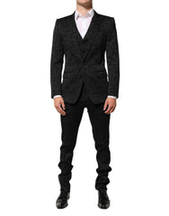 Dolce & Gabbana Black 3 Piece Brocade Jacquard Suit MARTINI