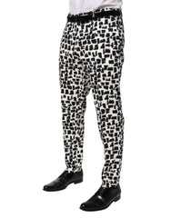 Dolce & Gabbana Black White Abstract Print Cotton Blend Pants