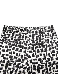 Dolce & Gabbana Black White Abstract Print Cotton Blend Pants