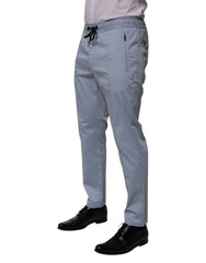 Dolce & Gabbana Light Blue Cotton Drawstring Elastic Waist Men Pants