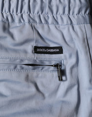 Dolce & Gabbana Light Blue Cotton Drawstring Elastic Waist Men Pants