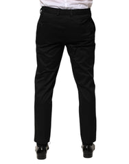 Dolce & Gabbana Black Cotton Tapered Men Formal Trousers Pants