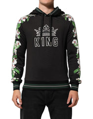 Dolce & Gabbana KING Black Orchid Floral Crown Logo Hoodie Sweater