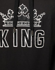 Dolce & Gabbana KING Black Orchid Floral Crown Logo Hoodie Sweater
