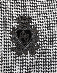 Dolce & Gabbana Black White Houndstooth Wool Crest Jacket Sweater