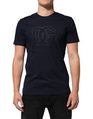 Dolce & Gabbana Dark Blue Cotton DG Logo Print Men’s Top T-shirt