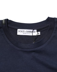 Dolce & Gabbana Dark Blue Cotton DG Logo Print Men’s Top T-shirt