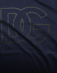 Dolce & Gabbana Dark Blue Cotton DG Logo Print Men’s Top T-shirt