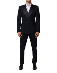 Dolce & Gabbana Black Wool 3 Piece Slim Fit Formal Men Suit