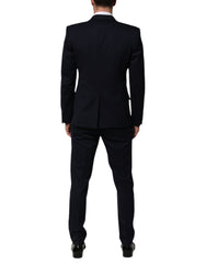 Dolce & Gabbana Black Wool 3 Piece Slim Fit Formal Men Suit