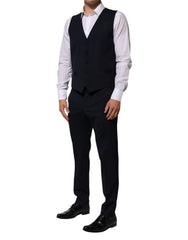 Dolce & Gabbana Black Wool 3 Piece Slim Fit Formal Men Suit