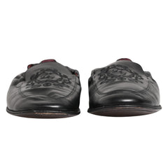 Dolce & Gabbana Black Leather Slip On Men Flat Loafers Shoes