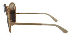 Dolce & Gabbana DG2159B Beige Gold Straw Butterfly Crystals Sunglasses