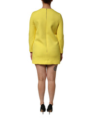 Dolce & Gabbana Yellow Viscose Acetate Mini Long Sleeve Dress
