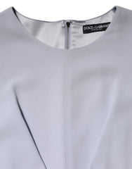 Dolce & Gabbana Light Blue Viscose Blend Floral Applique Dress