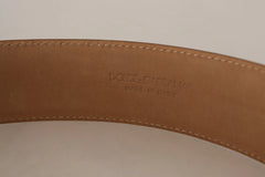 Costume National Brown Leather Gold Metal Oval Buckle Belt