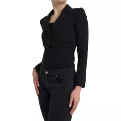 Dolce & Gabbana Black Wool Single Breasted Cropped Jacket