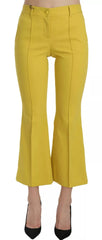 Dolce & Gabbana Yellow Flared Bootcut Capri Cotton Pants