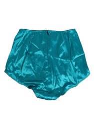 Dolce & Gabbana Aqua Green Satin High-Waist Briefs Underwear