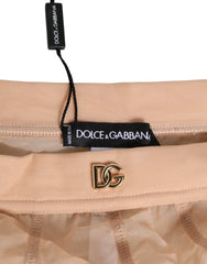 Dolce & Gabbana Beige Sheer Mesh High Waist Panty Underwear