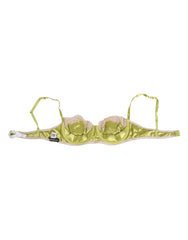 Dolce & Gabbana Lime Green Silk Satin Lace Padded Balconnet Underwear
