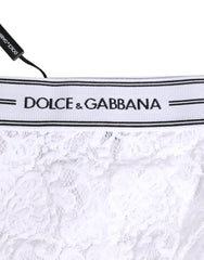 Dolce & Gabbana White Lace Slip Brief Logo Waistband Underwear
