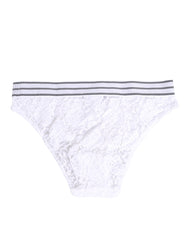 Dolce & Gabbana White Lace Slip Brief Logo Waistband Underwear