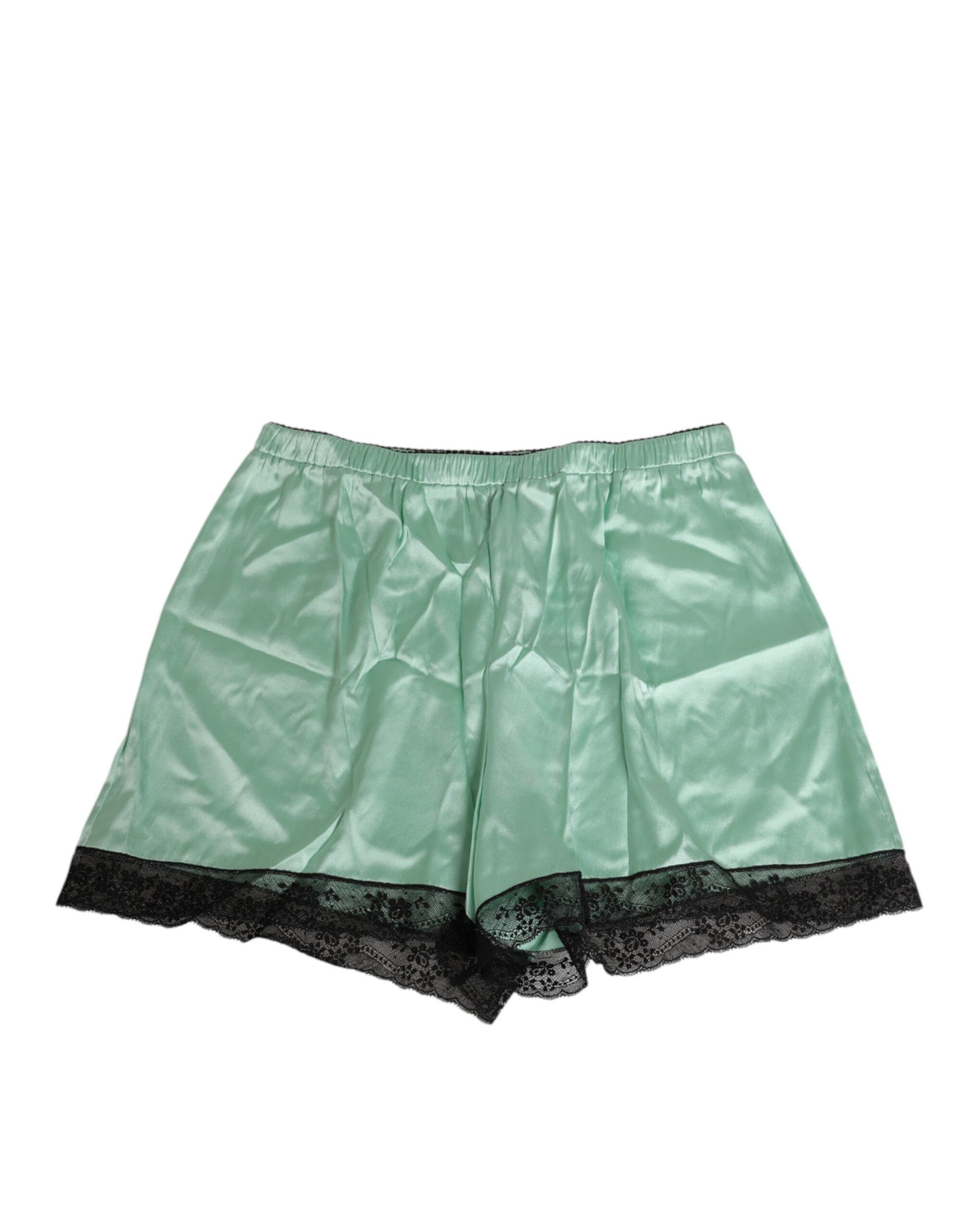 Dolce & Gabbana Water Green Satin Black Lace Trim Underwear