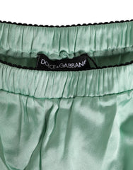 Dolce & Gabbana Water Green Satin Black Lace Trim Underwear