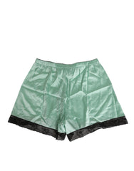 Dolce & Gabbana Water Green Satin Black Lace Trim Underwear