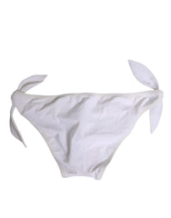 Dolce & Gabbana White Side Tie Logo Bikini Bottom Underwear