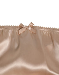 Dolce & Gabbana Rosy Beige Silk Satin Lace Trim Panty Underwear