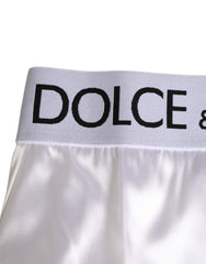 Dolce & Gabbana White Satin High-Waist Brief Logo Women Underwear