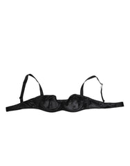 Dolce & Gabbana Black Satin Underwire Bra Lingerie IT2 Underwear