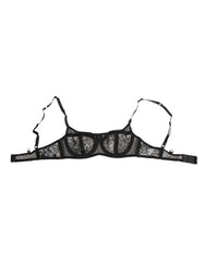 Dolce & Gabbana Black Floral Lace Sheer Underwire Bra Underwear