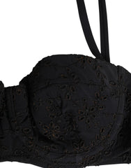 Dolce & Gabbana Black Polyester Embroidered Underwire Bra Underwear