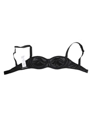 Dolce & Gabbana Black Silk Satin Wireless Lingerie Bra Underwear