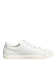 Dolce & Gabbana White Leather Sacre Heart Patch Sneakers  Shoes
