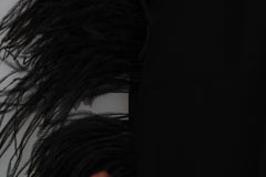 Dolce & Gabbana Black Feather Straight High Waist Pants