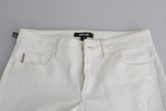 Just Cavalli White Cotton Slim Fit Mid Waist Skinny Trouser Jeans