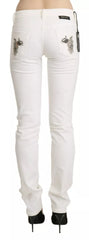 Just Cavalli White Cotton Slim Fit Mid Waist Skinny Trouser Jeans