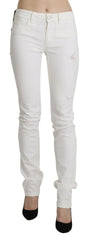 Just Cavalli White Cotton Slim Fit Mid Waist Skinny Trouser Jeans