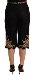 Dolce & Gabbana Black Lace Gold Baroque SPECIAL PIECE Shorts