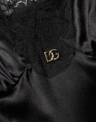 Dolce & Gabbana Black Silk Blend Lace Trim Sleeveless Mini Dress