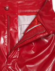 Dolce & Gabbana Red High Waist Skinny Trouser Shiny Pants