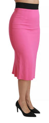 Dolce & Gabbana Pink High Waist Pencil Cut Midi Skirt