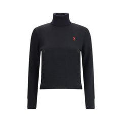 Ami Paris Black Merino Wool Turtleneck