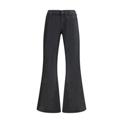 7FOR Black Cotton Flared Jeans