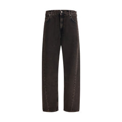 7FOR Black Cotton Straight-Leg Jeans
